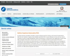 Schermata Portale dell'Automobilista con esito verifica copertura RCA